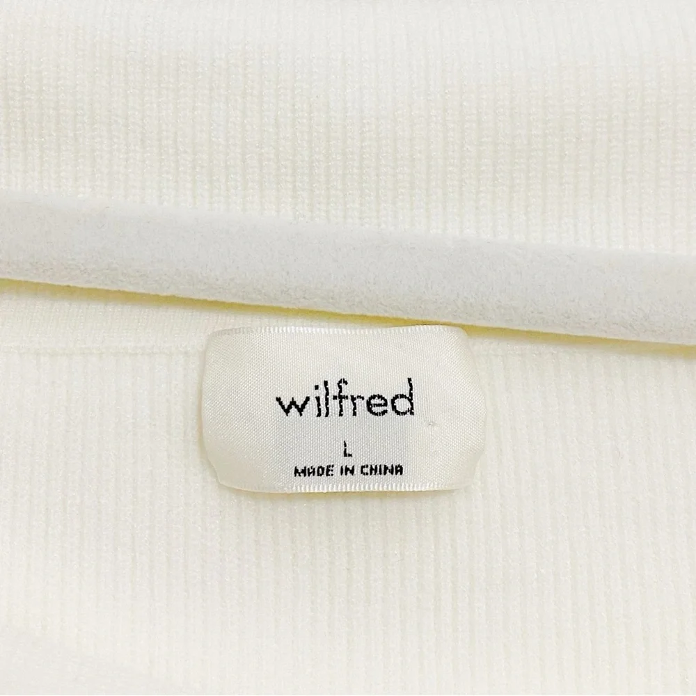 Aritzia Wilfred Nola Off The Shoulder Cream White Ribbed Knit Sweater Size Large - Picture 6 of 10